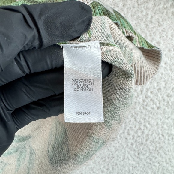 J. Jill Green Leaf Print Pullover Sweater Womens 3/4 Sleeve Stretch Size PM - Picture 10 of 12